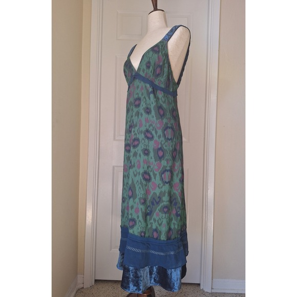 Anthropologie Velvet Trimmed Slip Midi Dress - Picture 9 of 14